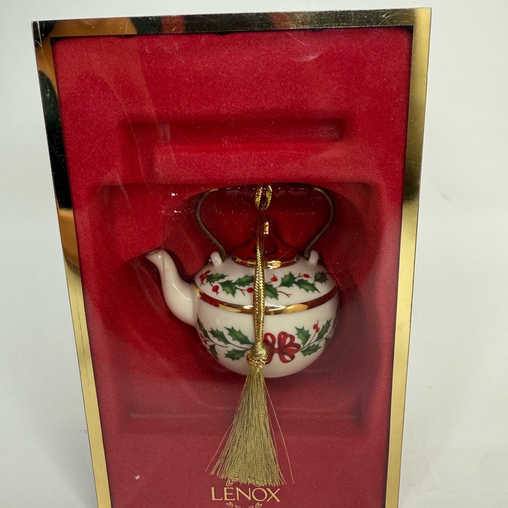 Lenox Festive Teapot Ornament - Red, Green, and Gold
